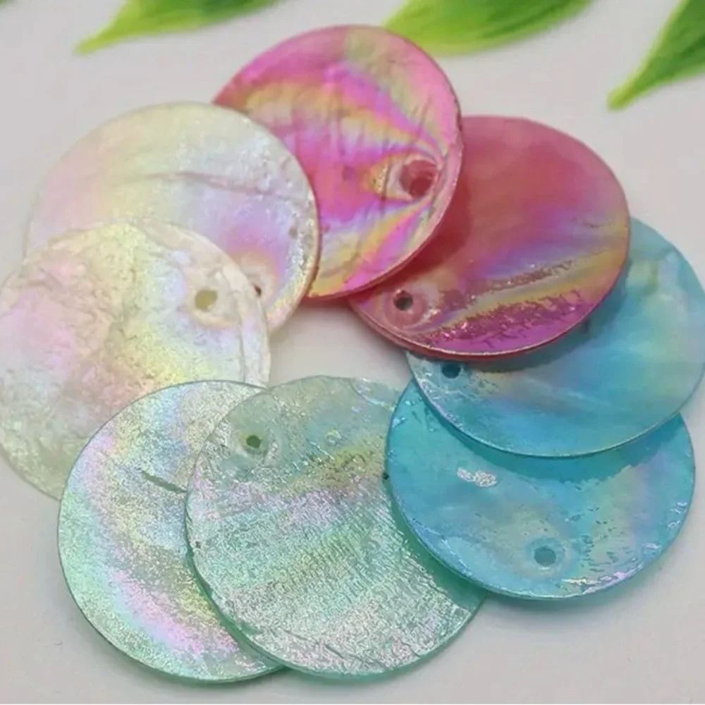 10 Pack 25mm Round Shell Charms Assorted Colors Sew On Paillettes Craft DIY